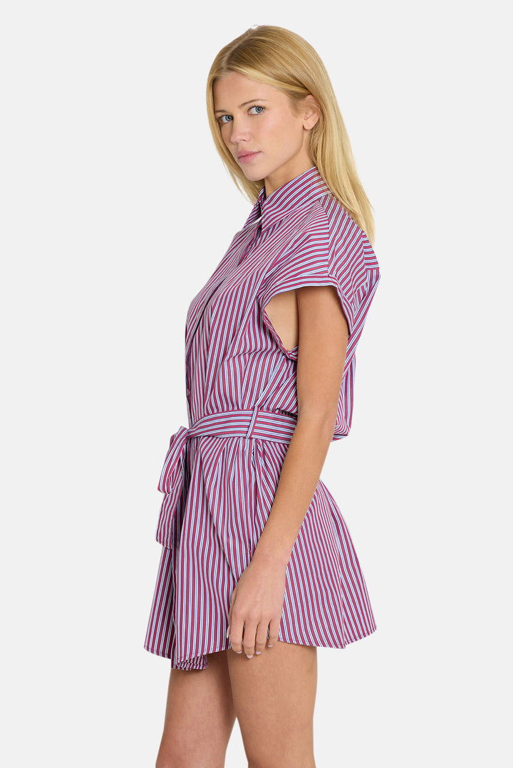 Maidstone Mini Shirt Dress Red/Blue Stripe