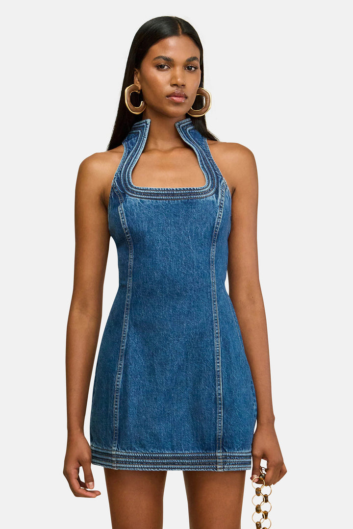 Azura Dress 80s Blue