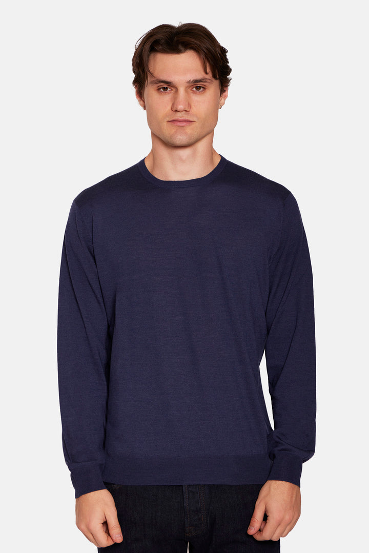 Wool Silk Cashmere Crewneck Blue