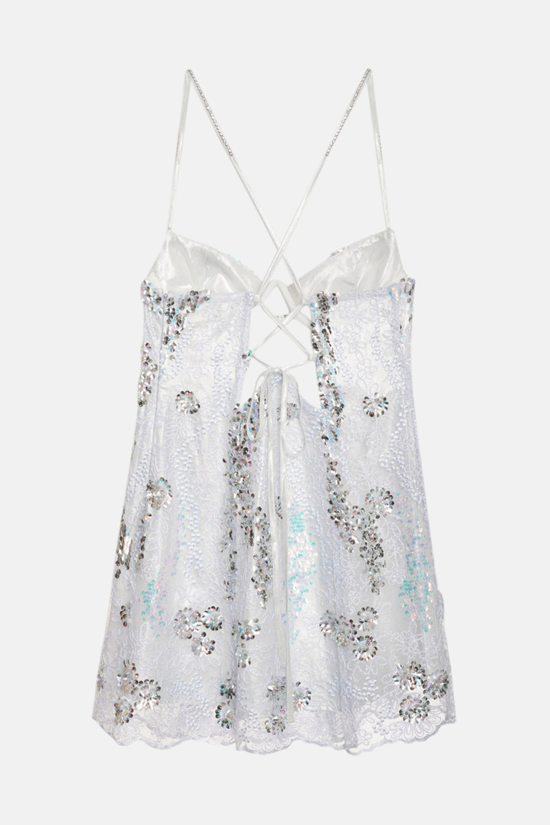 For Love & Lemons Opal Mini Dress Silver blueandcream For Love & Lemons Opal Mini Dress Silver blueandcream