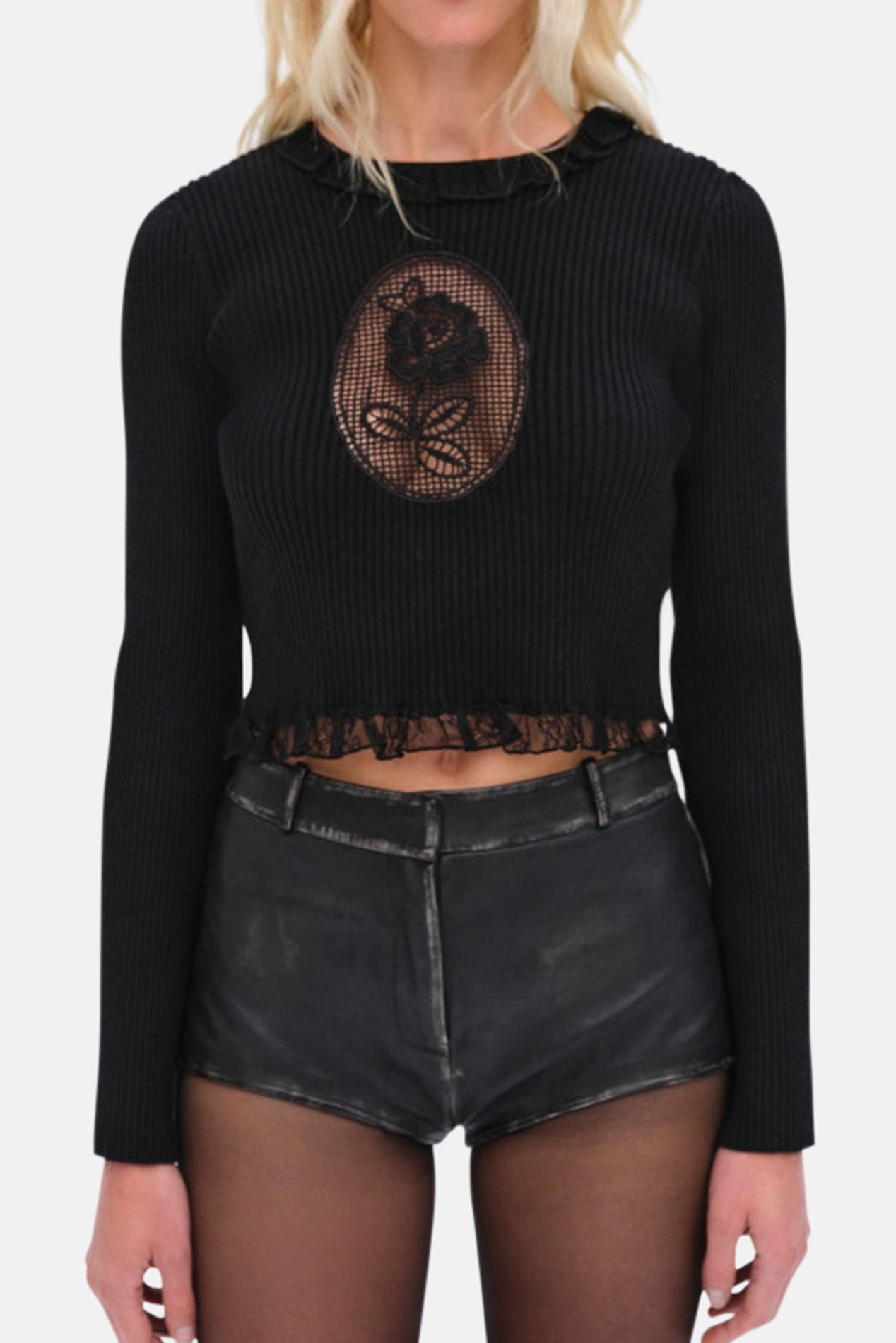 For Love & Lemons Lyon Knit Top Black – blueandcream