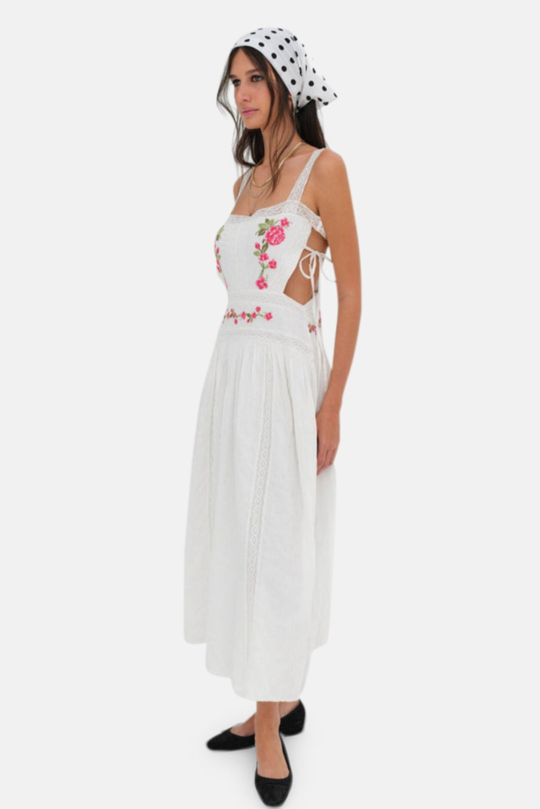 For Love & Lemons Jolene Embroidered Midi Dress White blueandcream For Love & Lemons Jolene Embroidered Midi Dress White blueandcream