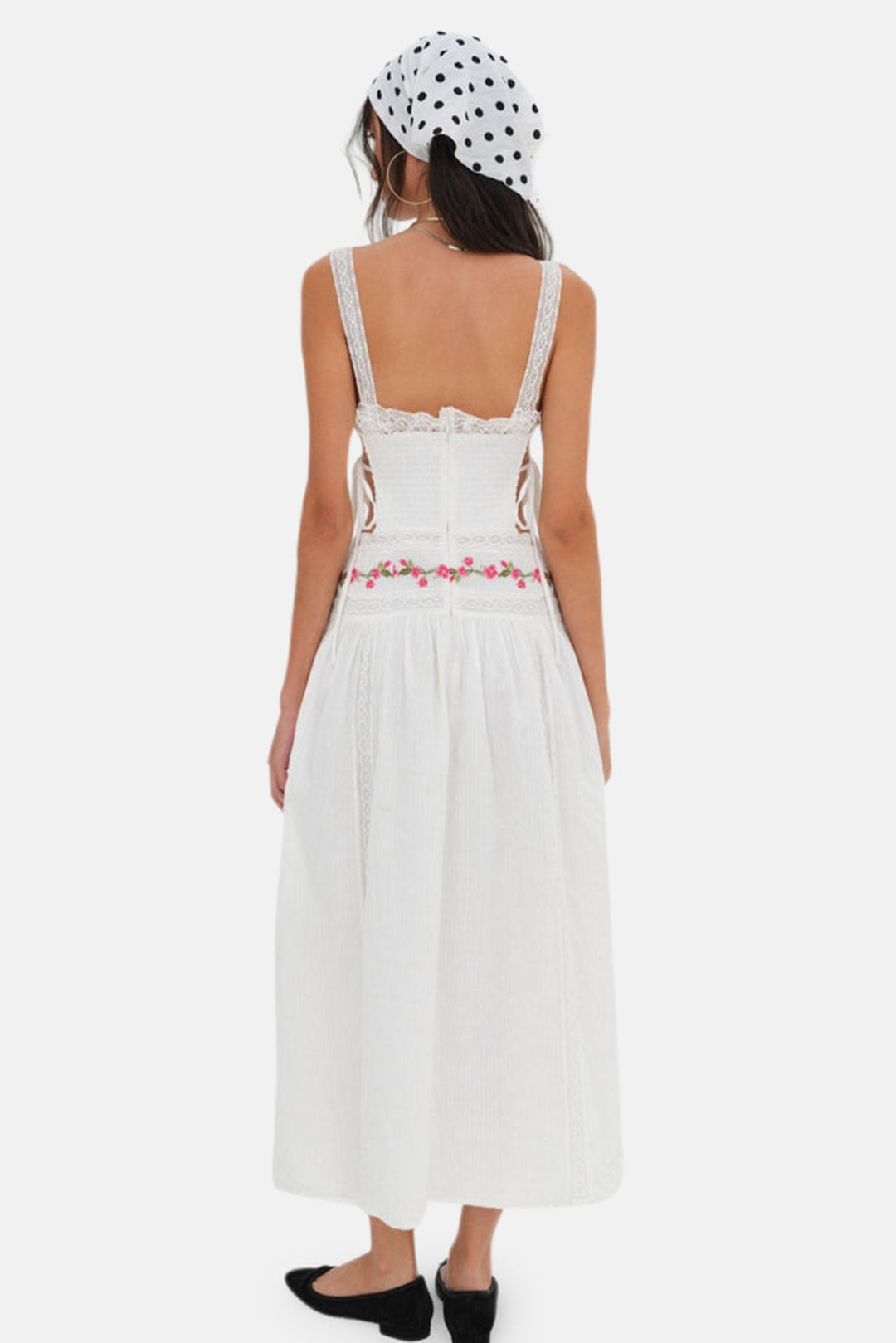 For Love & Lemons Jolene Embroidered Midi Dress White blueandcream For Love & Lemons Jolene Embroidered Midi Dress White blueandcream