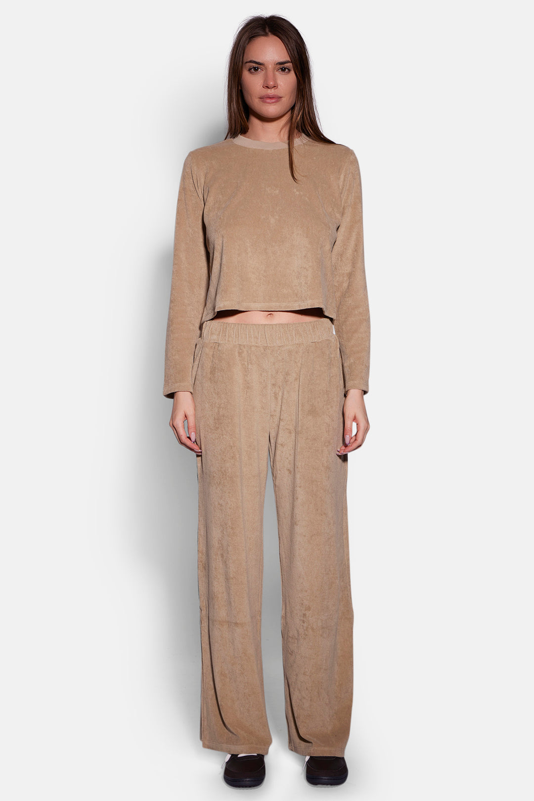 Goldie Wide Leg Terry Pant Sand