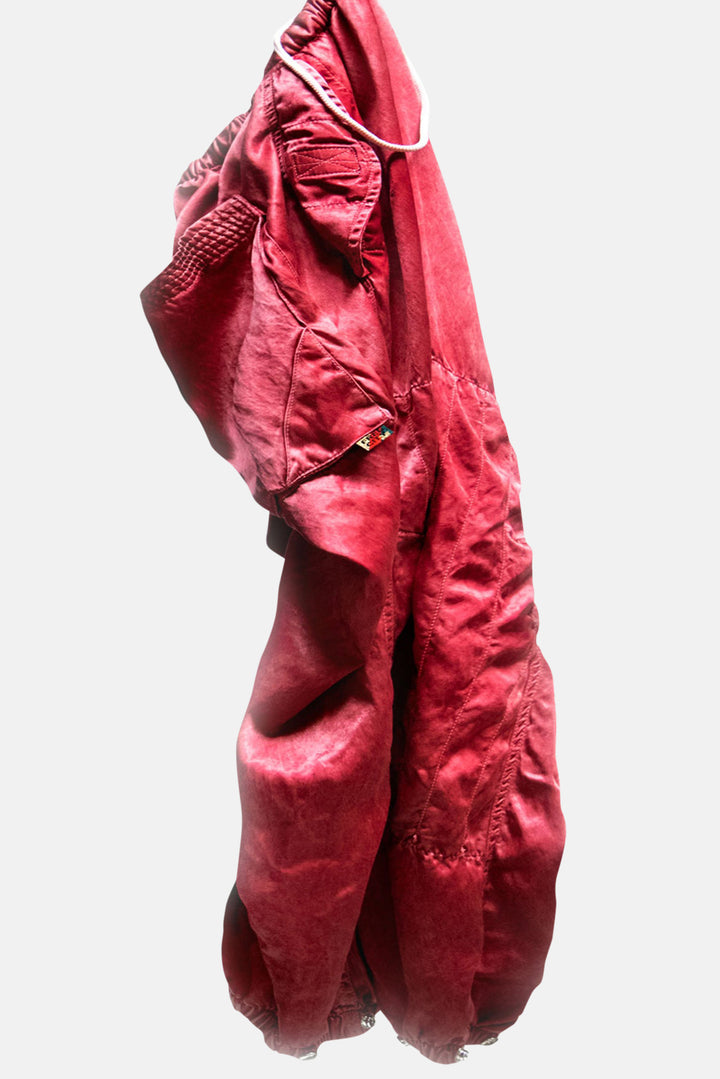 Flap/Snap Satin Jump Pant Red Glass