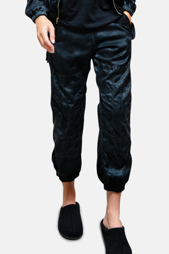 Flap/Snap Satin Jump Pant Superblack Glass