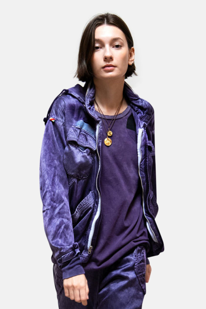 Satin Zip Hood Jump Jacket Purplelight/Glass