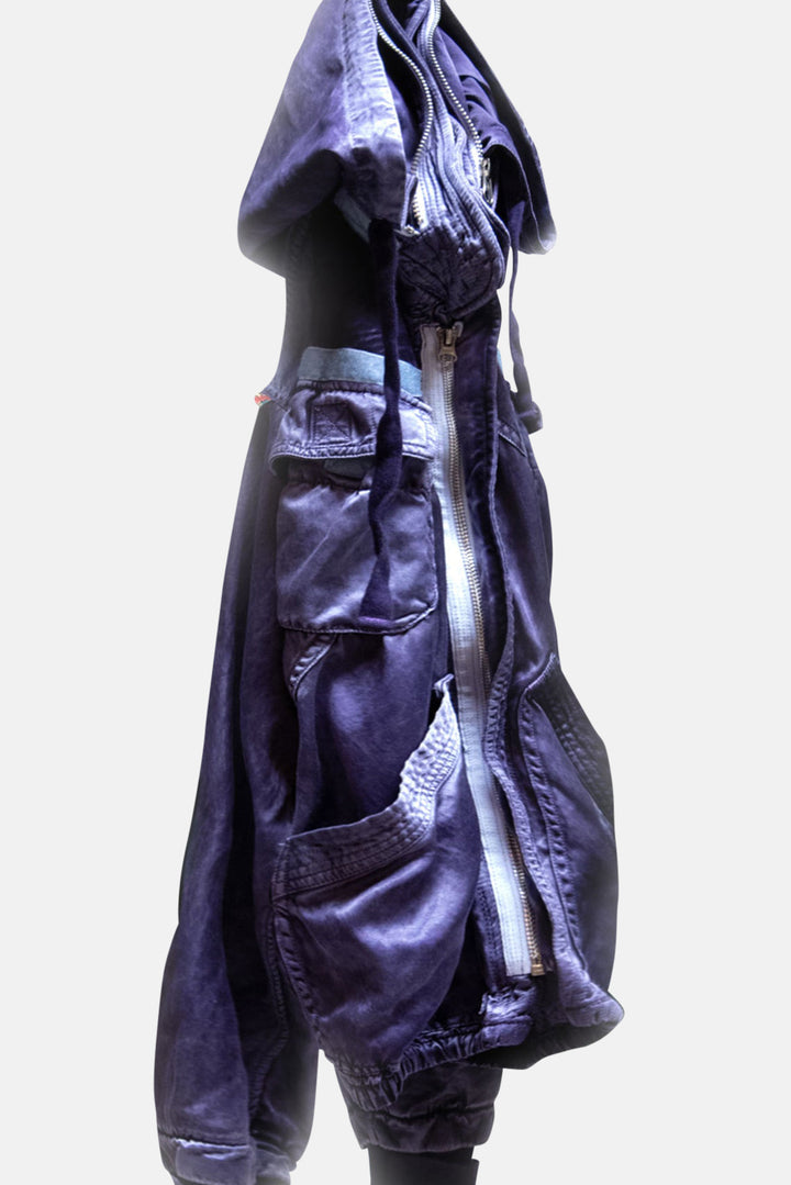 Satin Zip Hood Jump Jacket Purplelight/Glass