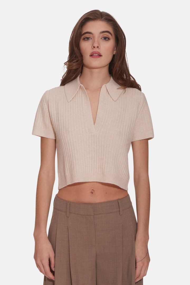 Farrah Short Sleeve Polo Beige