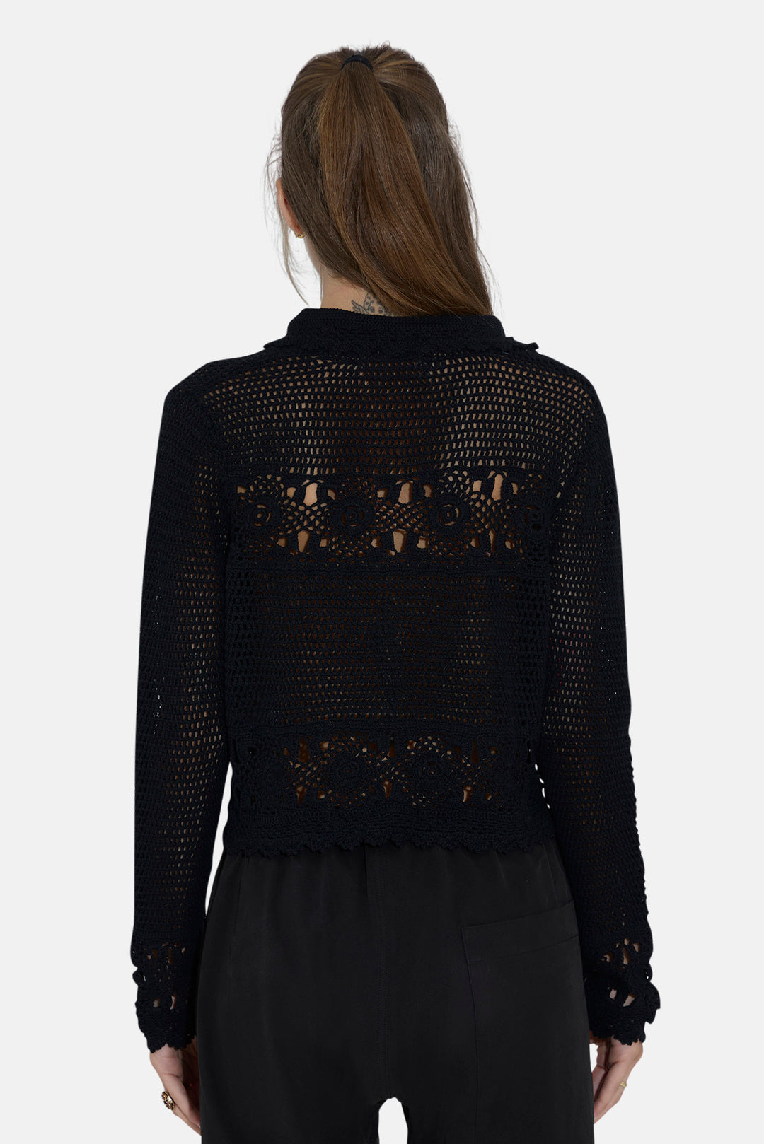 Felicity Crochet Cardigan Black
