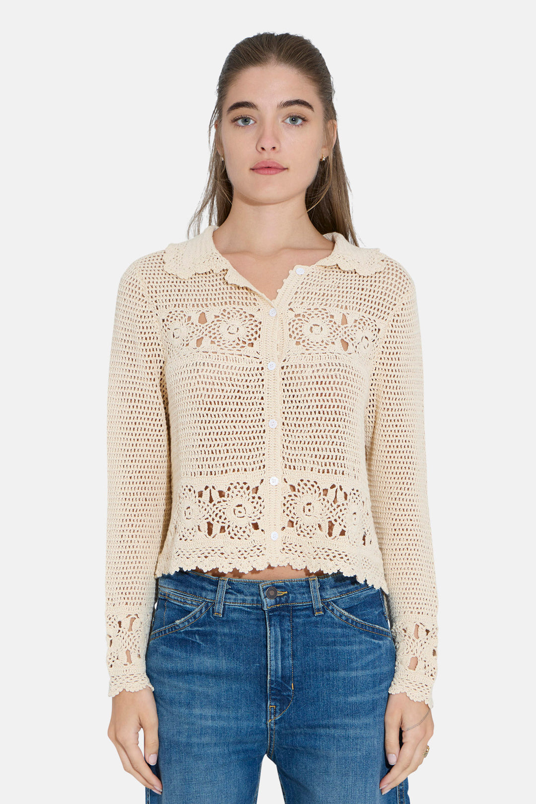 Felicity Crochet Cardigan Ivory