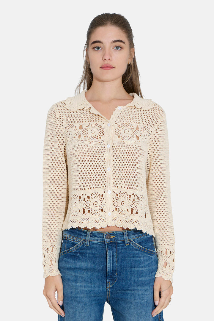 Felicity Crochet Cardigan Ivory