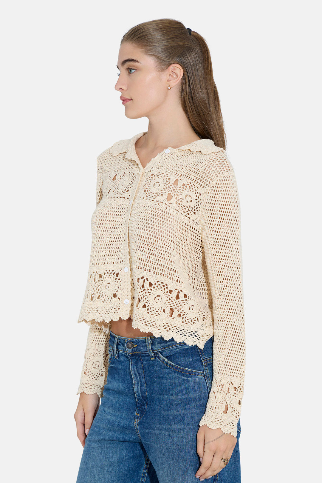 Felicity Crochet Cardigan Ivory