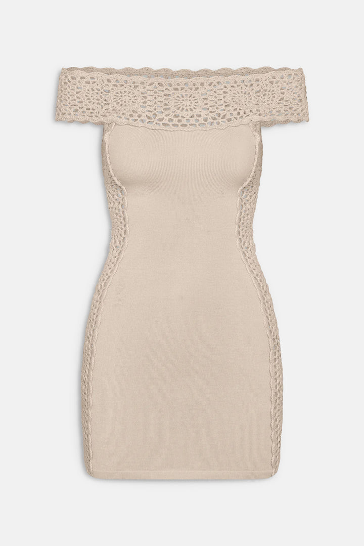 Fleur Crochet Knit Mini Dress Summer Crochet