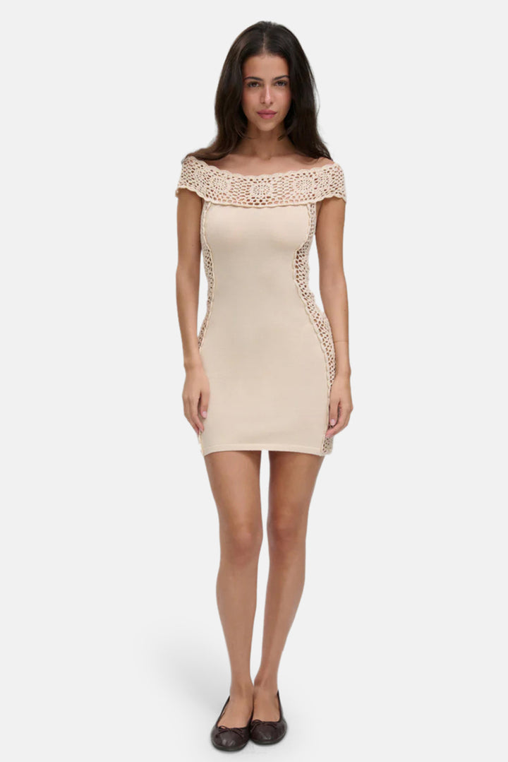 Fleur Crochet Knit Mini Dress Summer Crochet