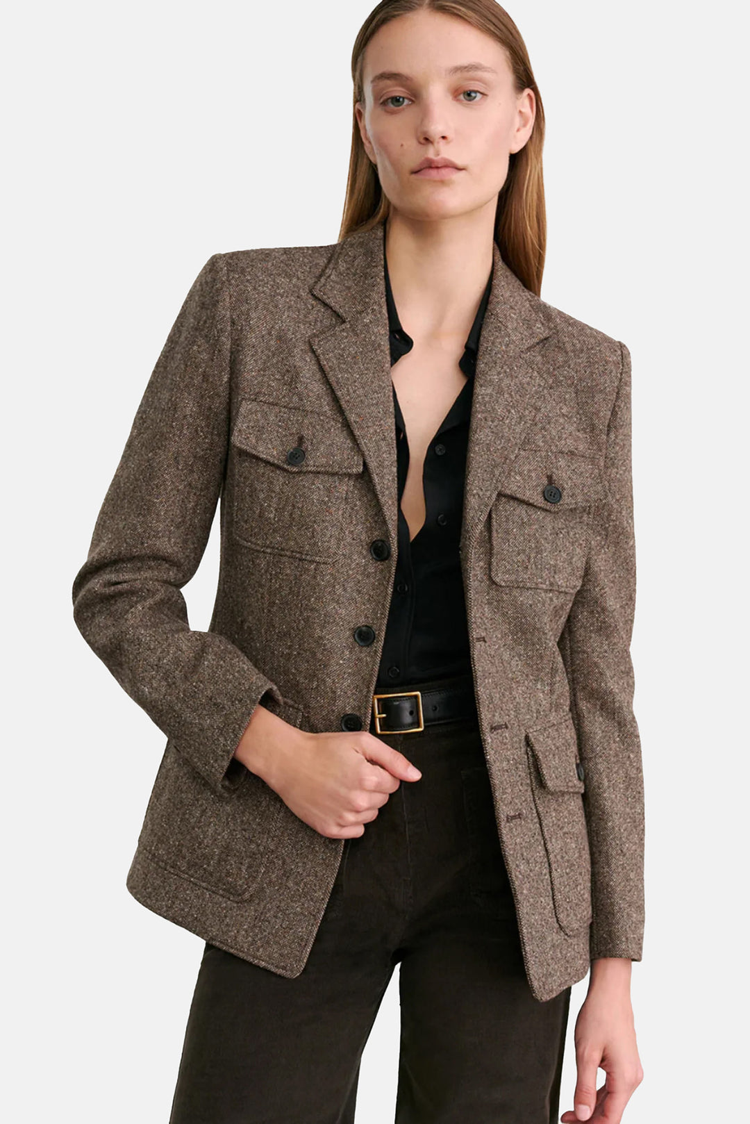 Fleur Jacket With Combo Brown Donegal