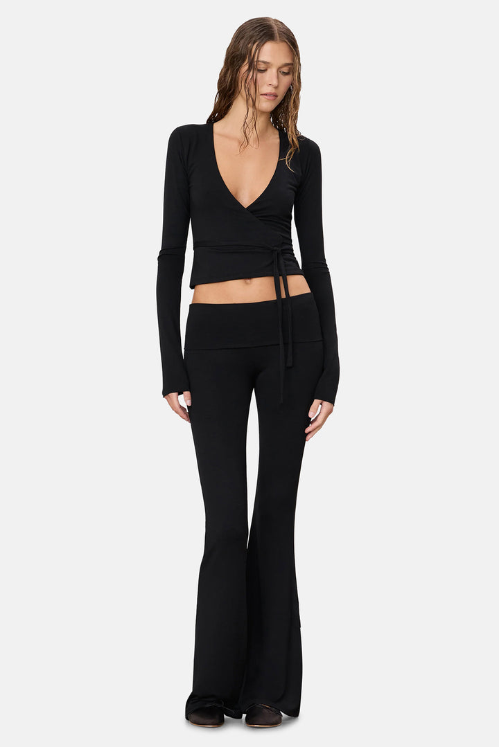 Foldover Flare Pant Black