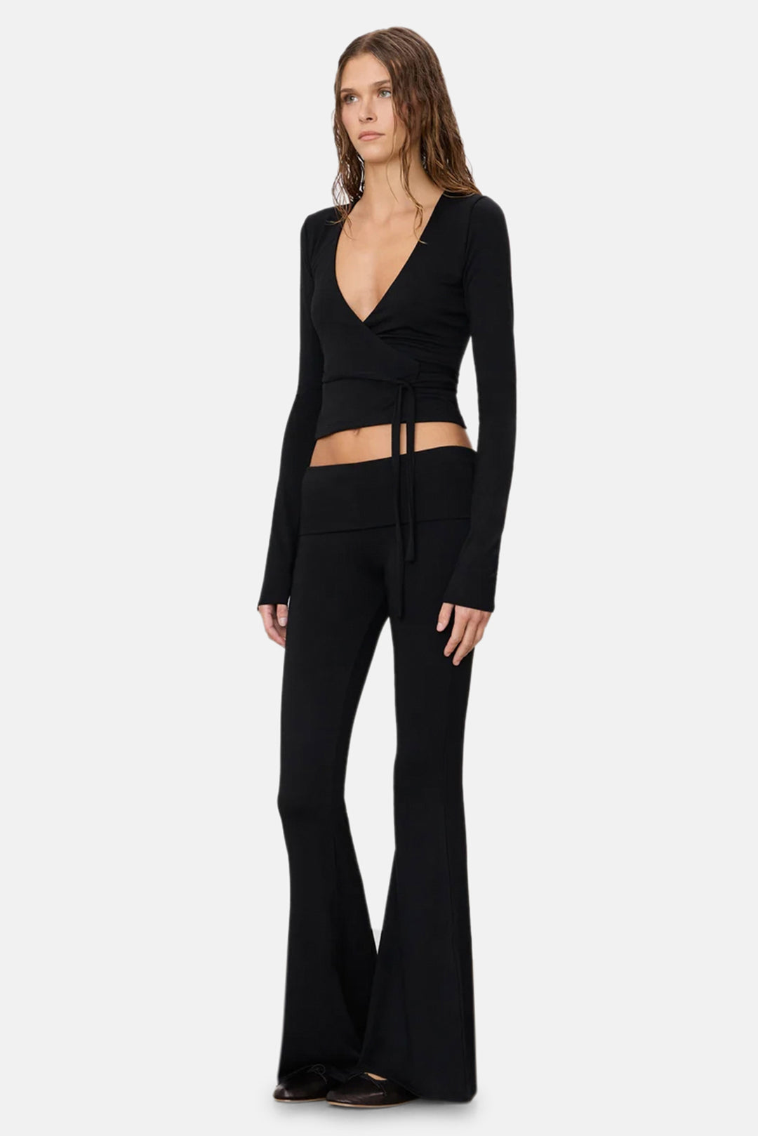Foldover Flare Pant Black
