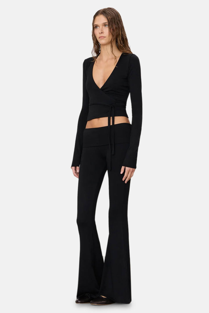 Foldover Flare Pant Black