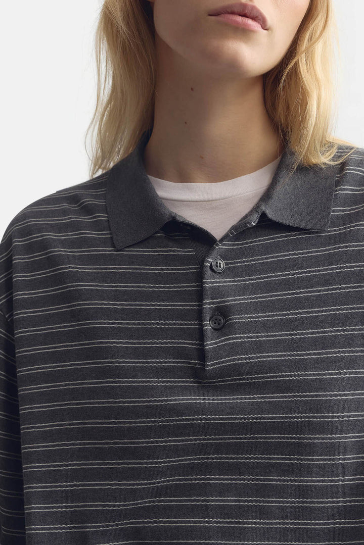 Foley Stripe Polo Charcoal/Ivory Stripe