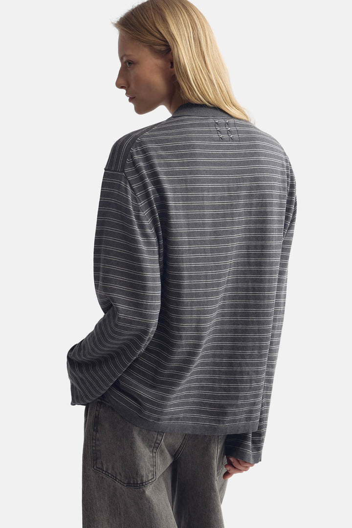 Foley Stripe Polo Charcoal/Ivory Stripe
