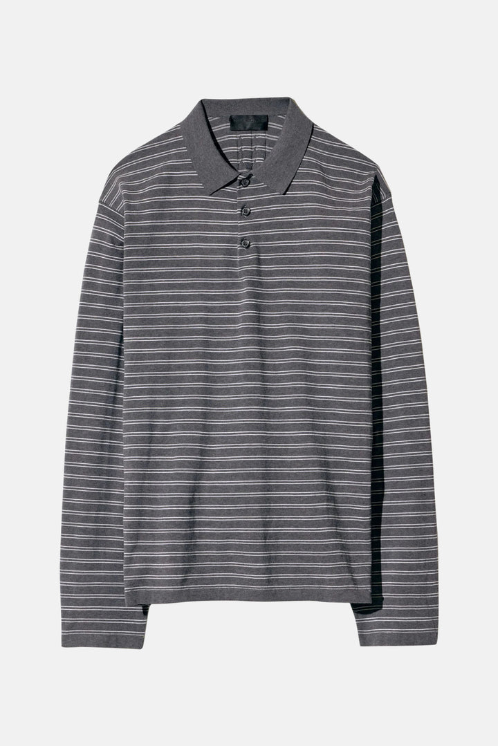 Foley Stripe Polo Charcoal/Ivory Stripe
