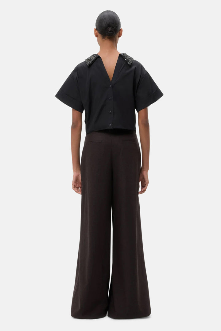 Forever and Always Shirt with Crystal Collar Black