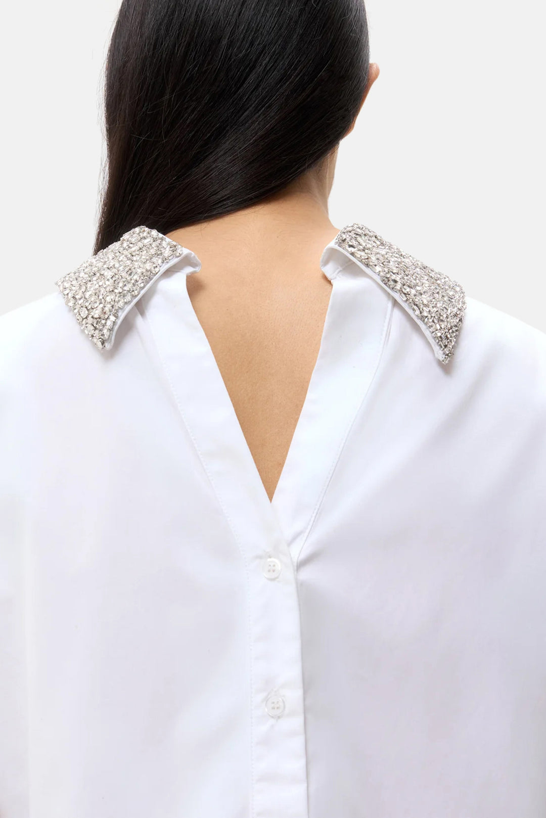 Forever and Always Shirt with Crystal Collar White