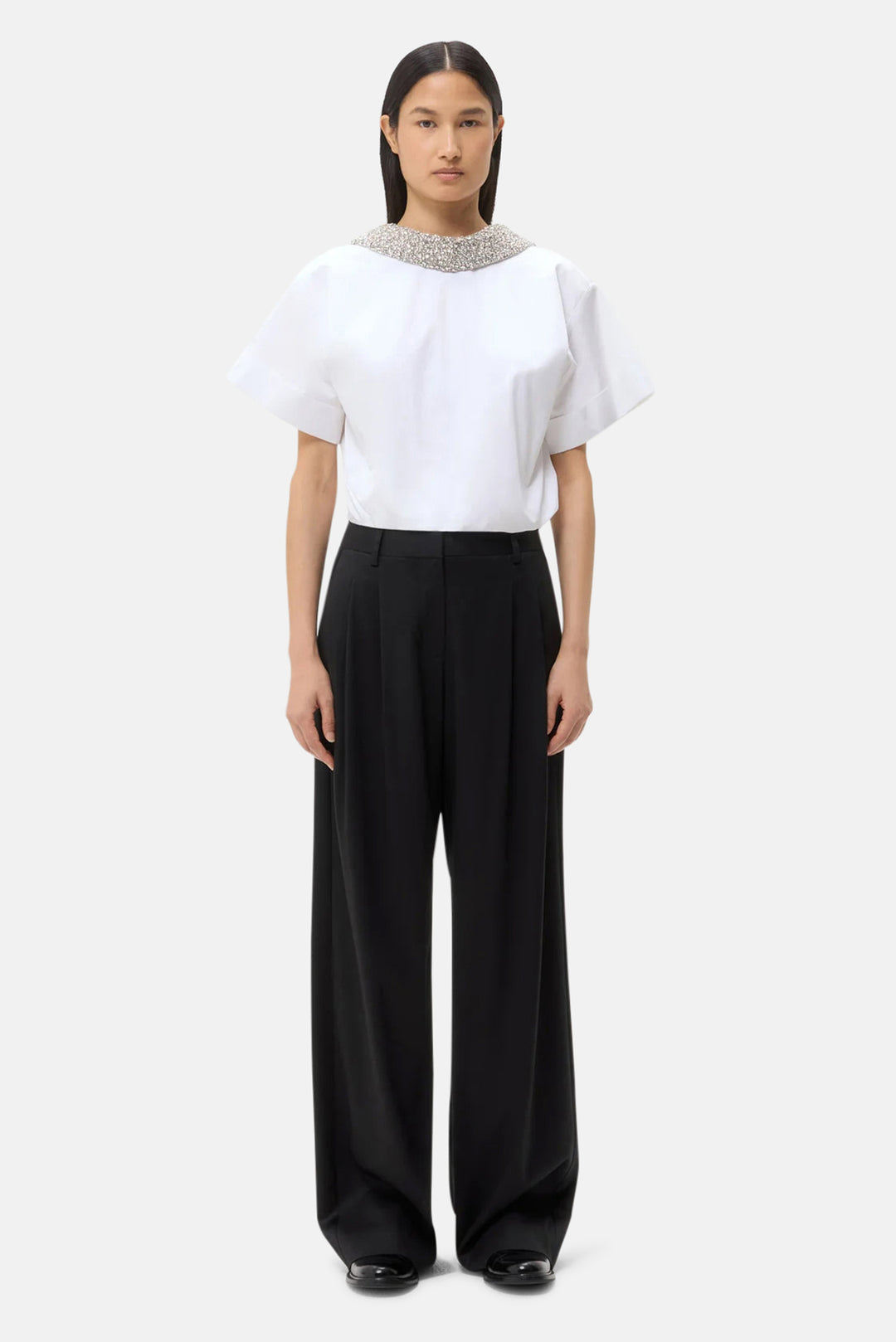 Forever and Always Shirt with Crystal Collar White