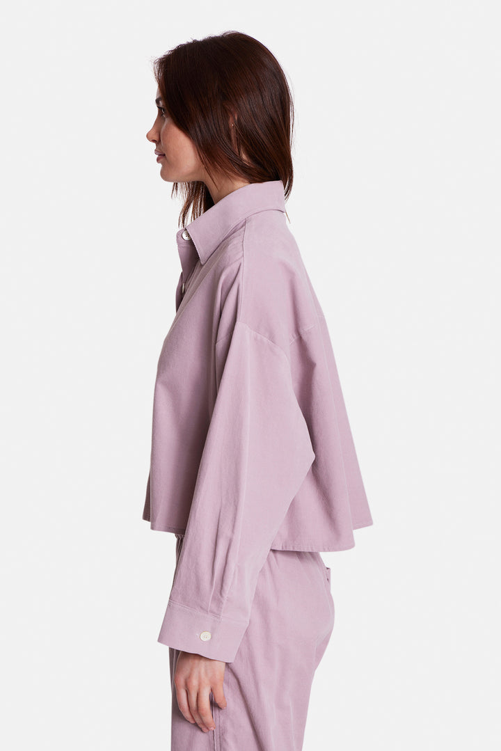 Foxy Micro Cord Crop Shirt Blush