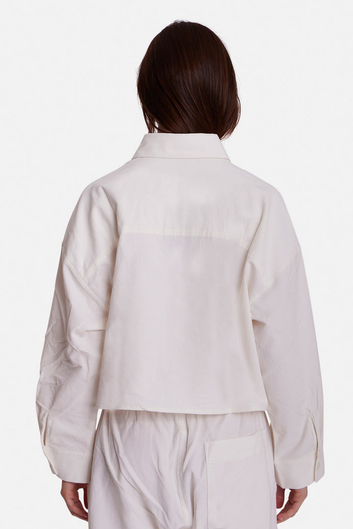 Foxy Micro Cord Crop Shirt White