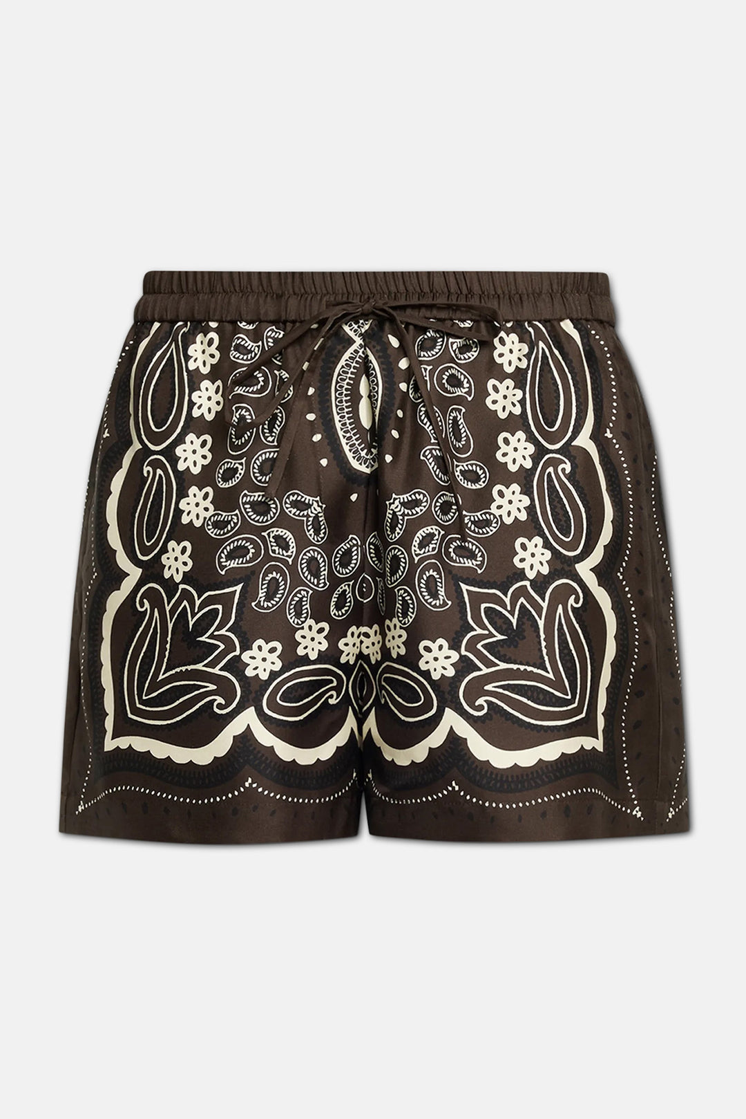 Frances Silk Short Brown/Ivory Bandana Print