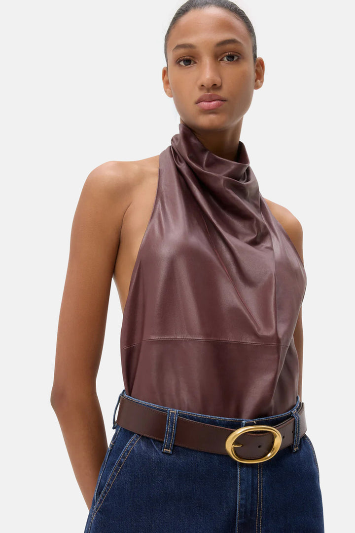 Friday Night Top In Leather Red Red Wine
