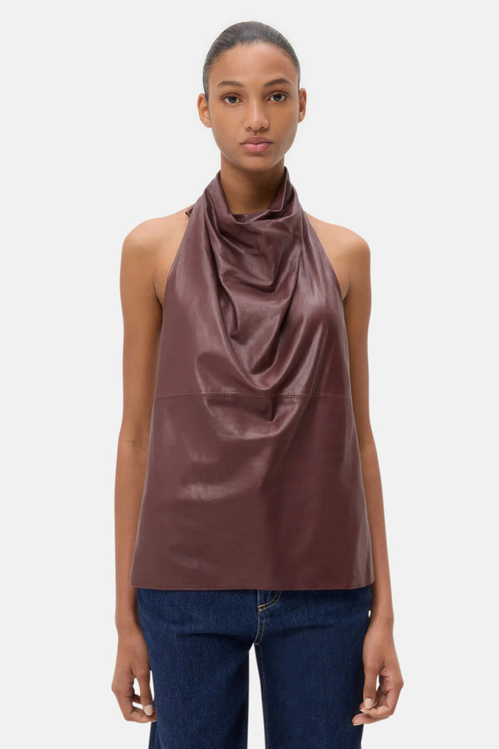 Friday Night Top In Leather Red Red Wine