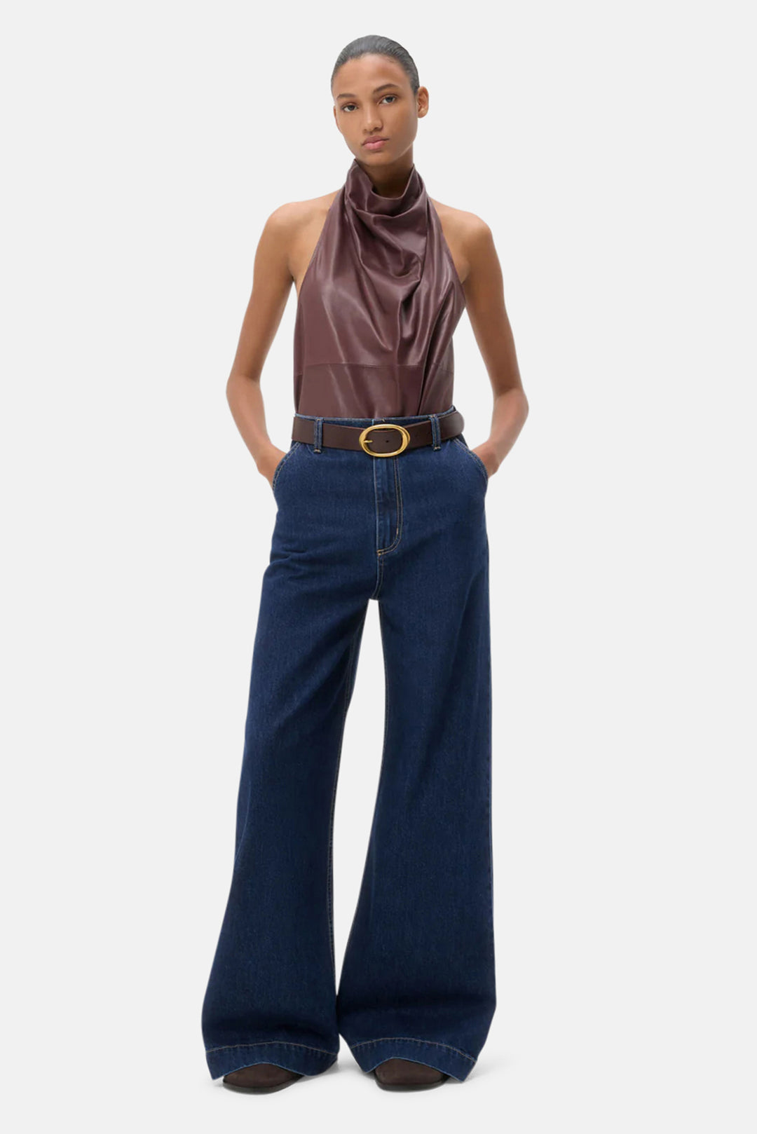 Friday Night Top In Leather Red Red Wine