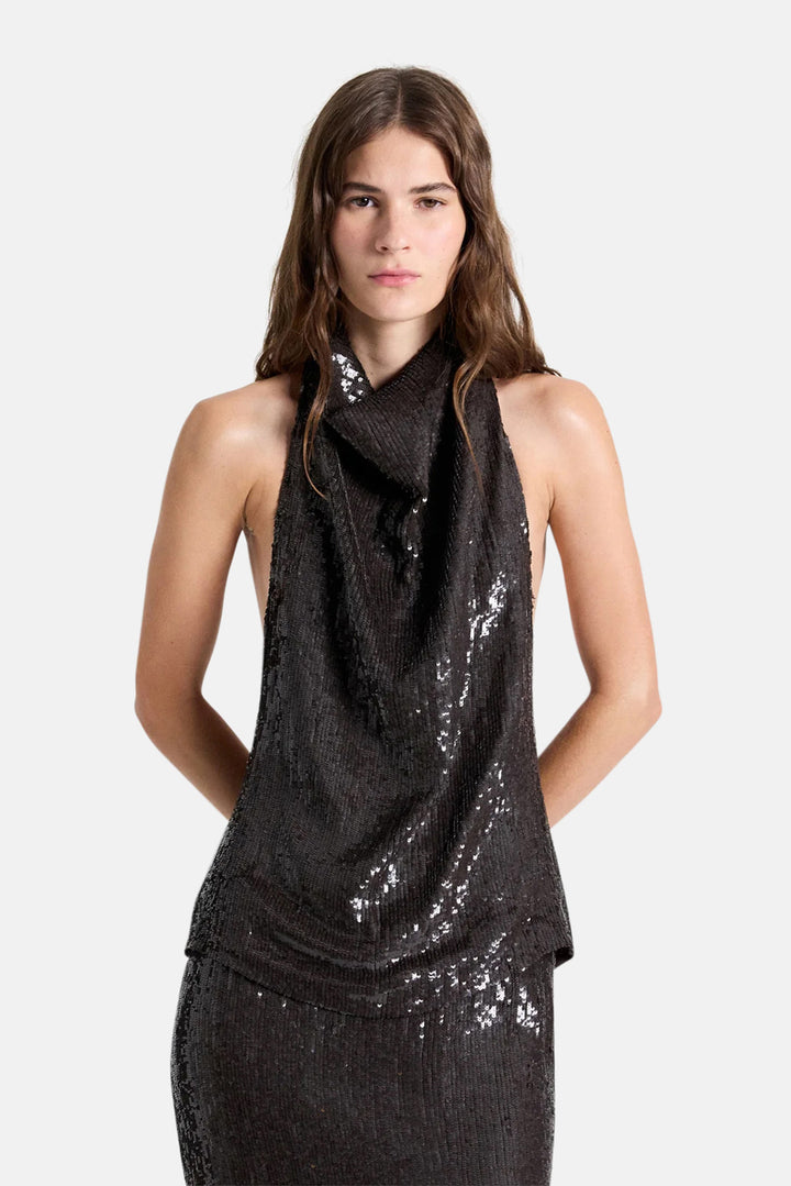 Friday Night Top in Fishscale Sequins Delicioso