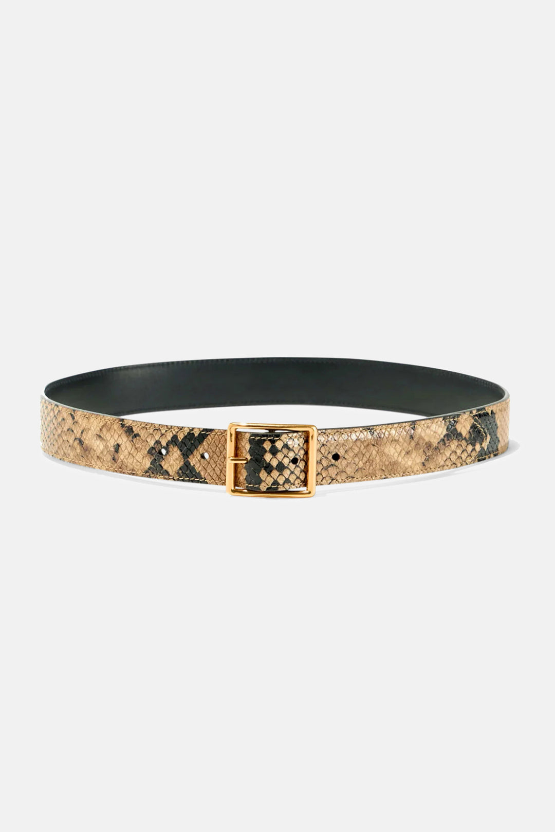 Gabriele Leather Belt Taupe Snakeskin w/ Gold Buckle