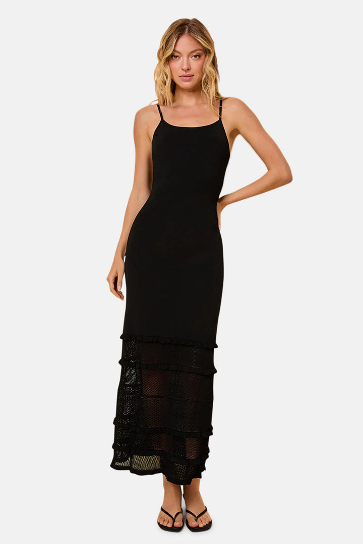 Gabrielle Dress Pointelle Patchwork Noir