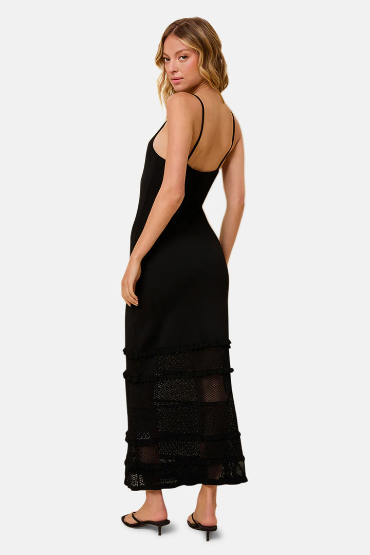 Gabrielle Dress Pointelle Patchwork Noir
