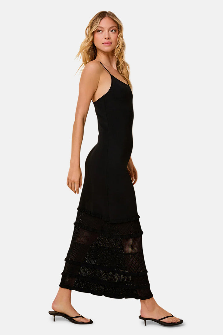 Gabrielle Dress Pointelle Patchwork Noir