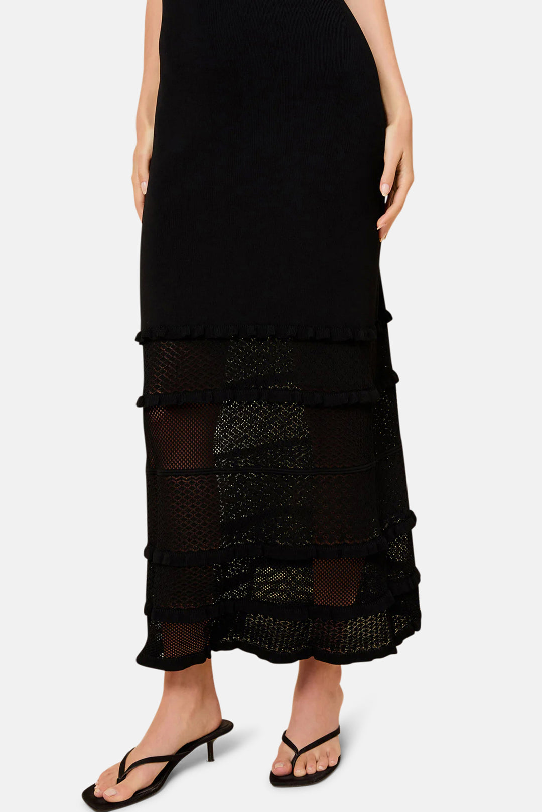 Gabrielle Dress Pointelle Patchwork Noir