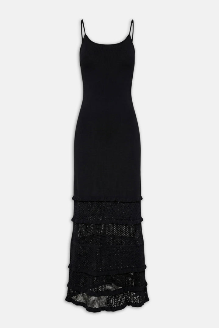 Gabrielle Dress Pointelle Patchwork Noir