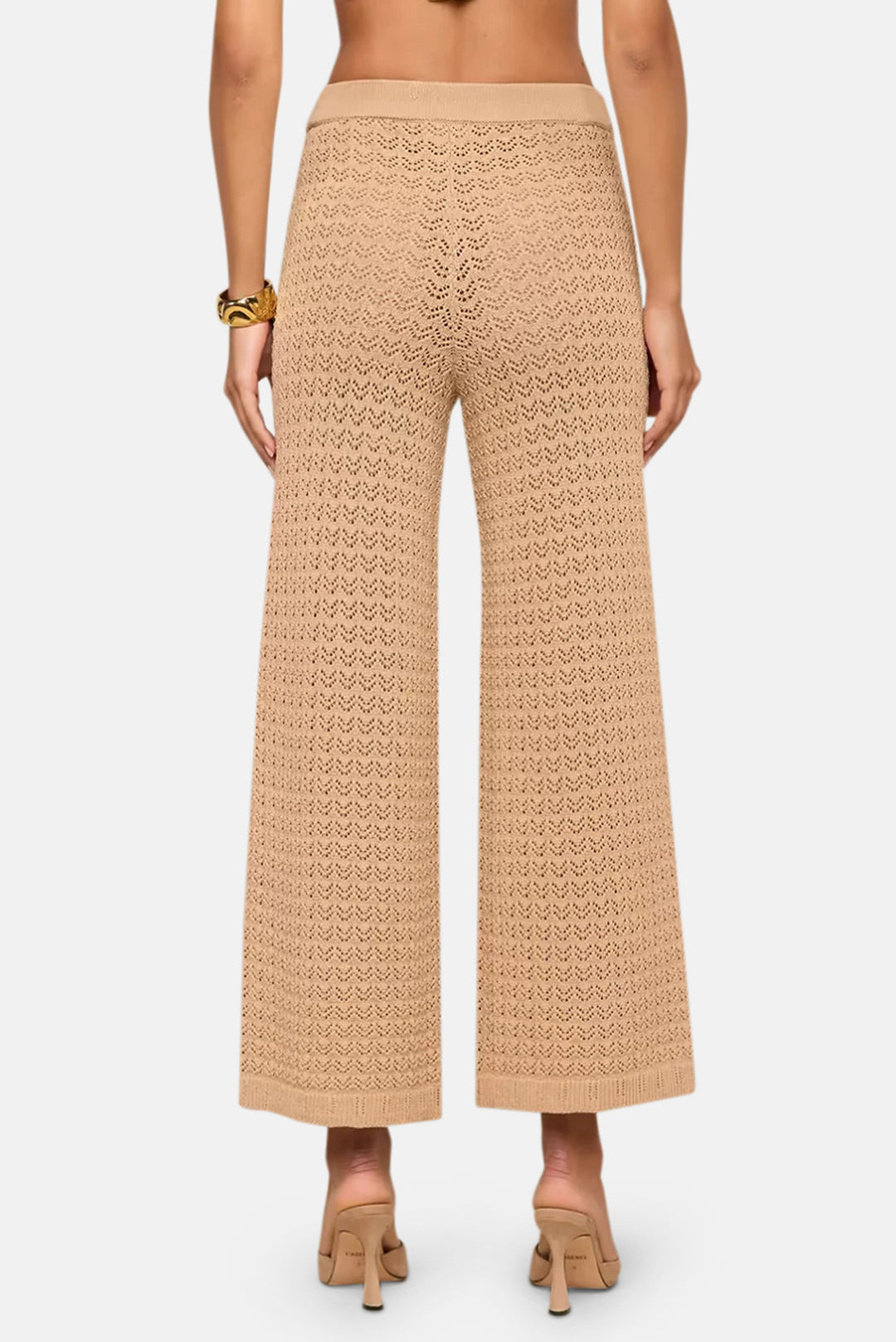 Gaelle Pointelle Knit Pant Light Cappuccino