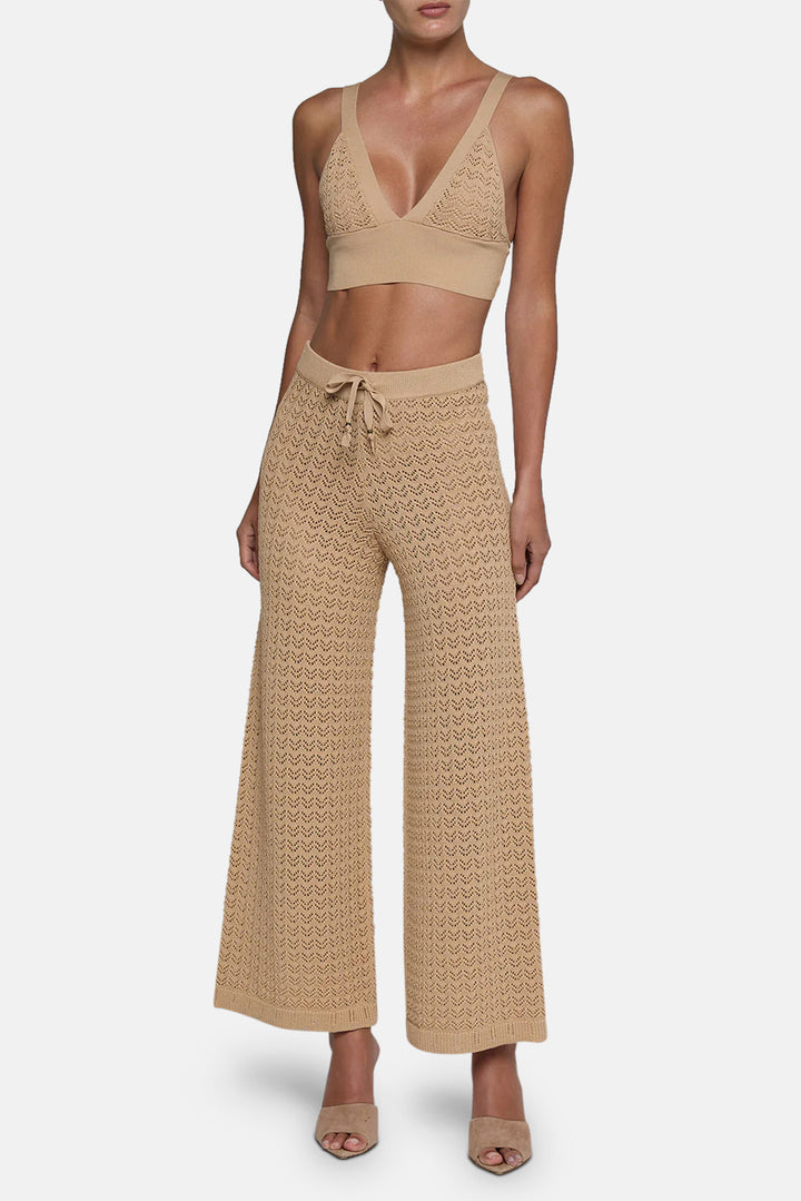 Gaelle Pointelle Knit Pant Light Cappuccino