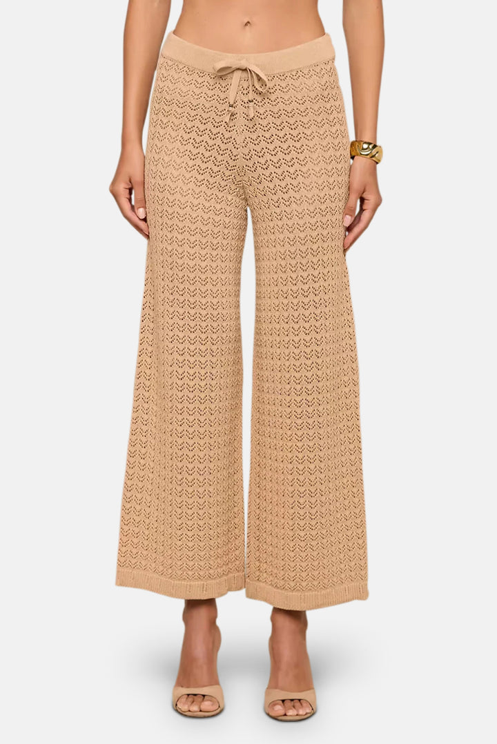 Gaelle Pointelle Knit Pant Light Cappuccino