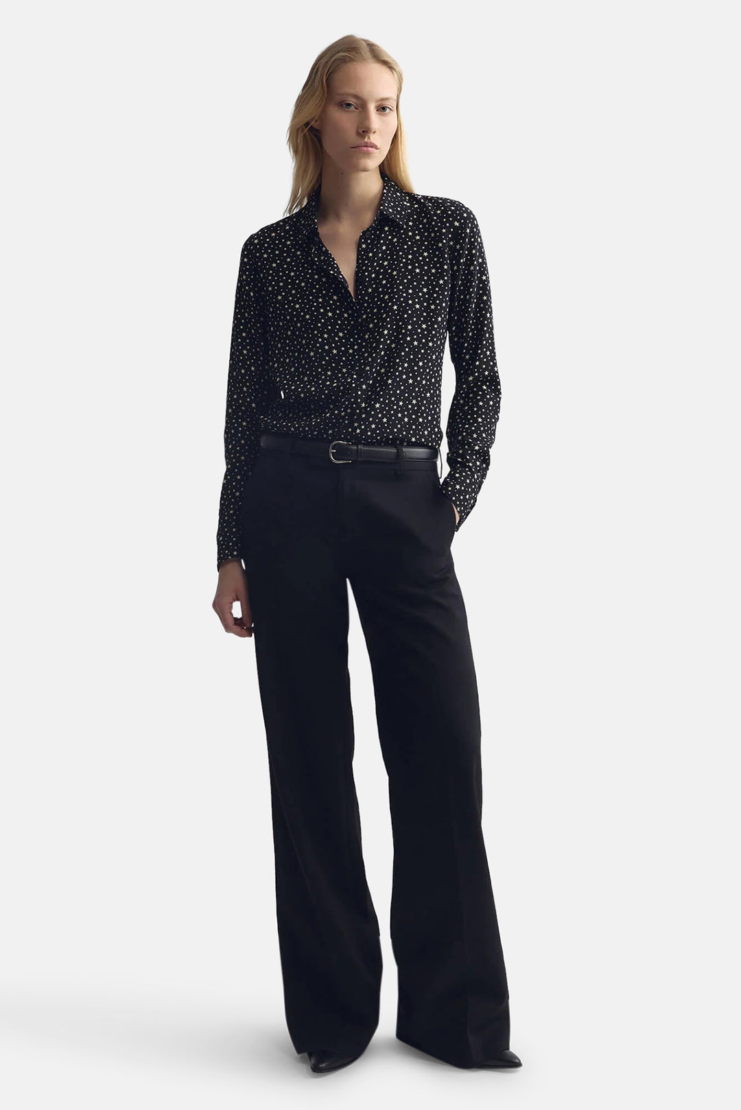 Gaia Slim Shirt Black/Ivory Star