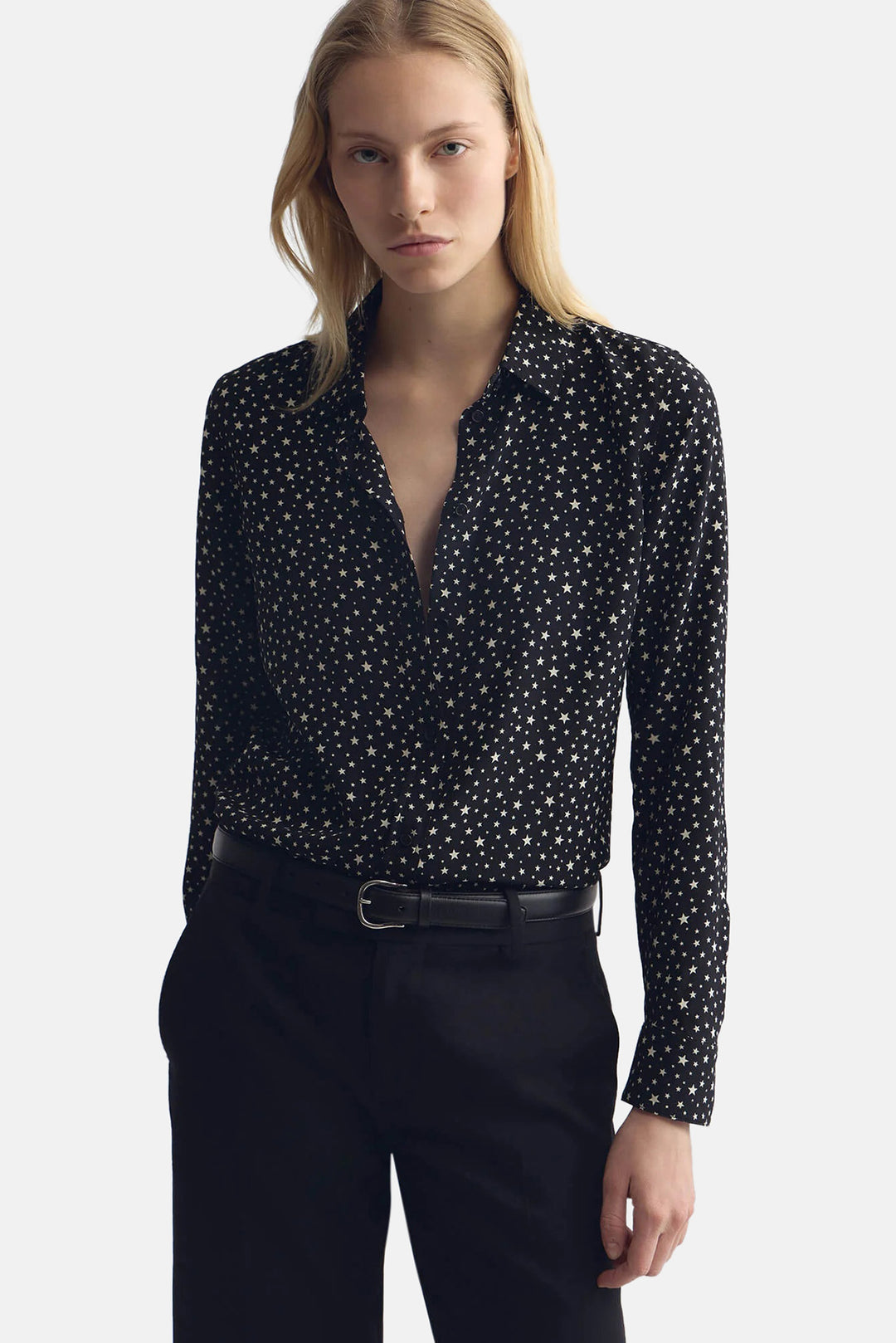Gaia Slim Shirt Black/Ivory Star