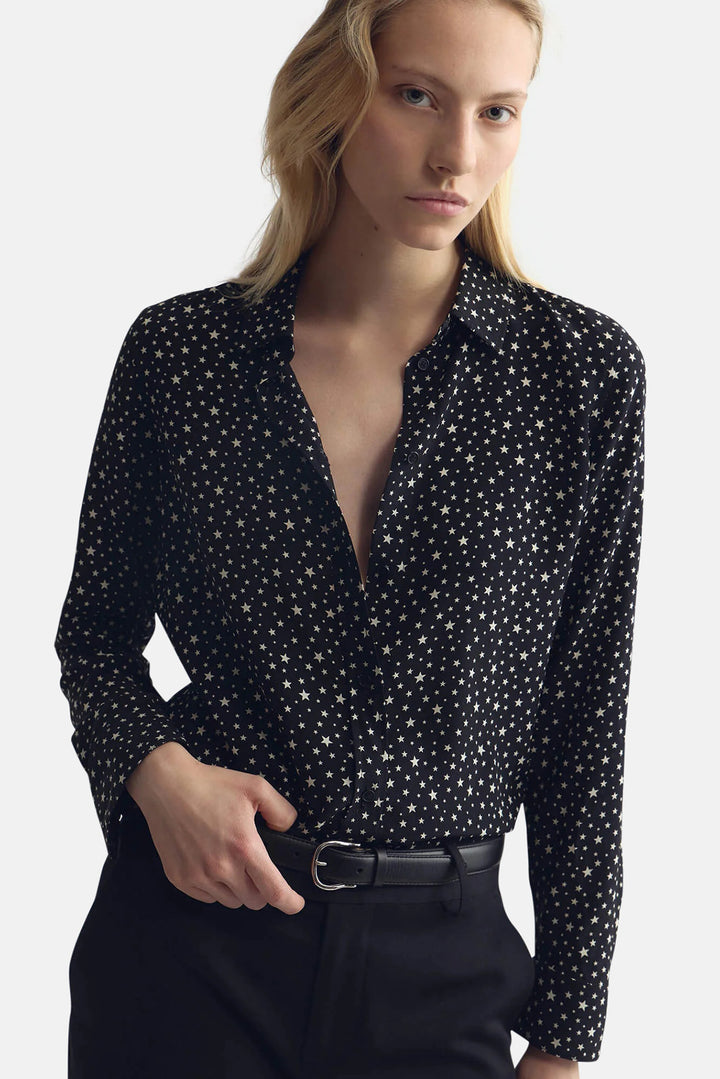 Gaia Slim Shirt Black/Ivory Star