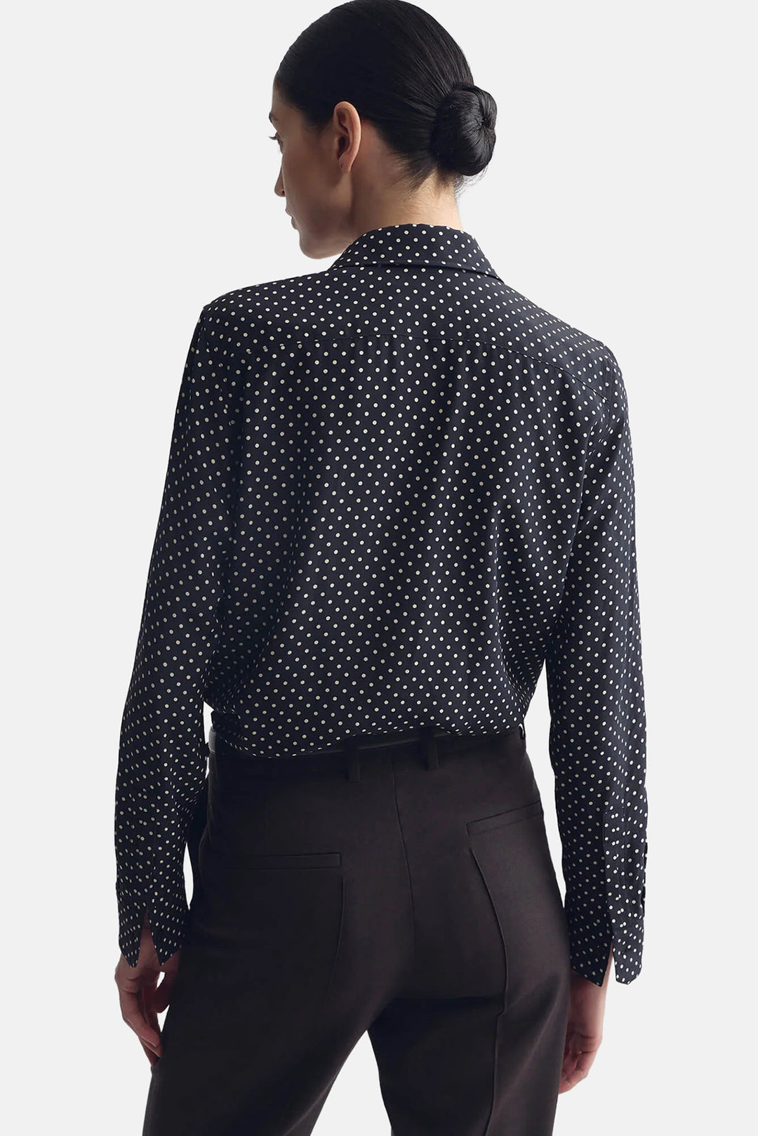 Gaia Slim Shirt Obsidian/Ivory Polka Dot