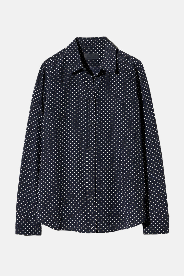 Gaia Slim Shirt Obsidian/Ivory Polka Dot